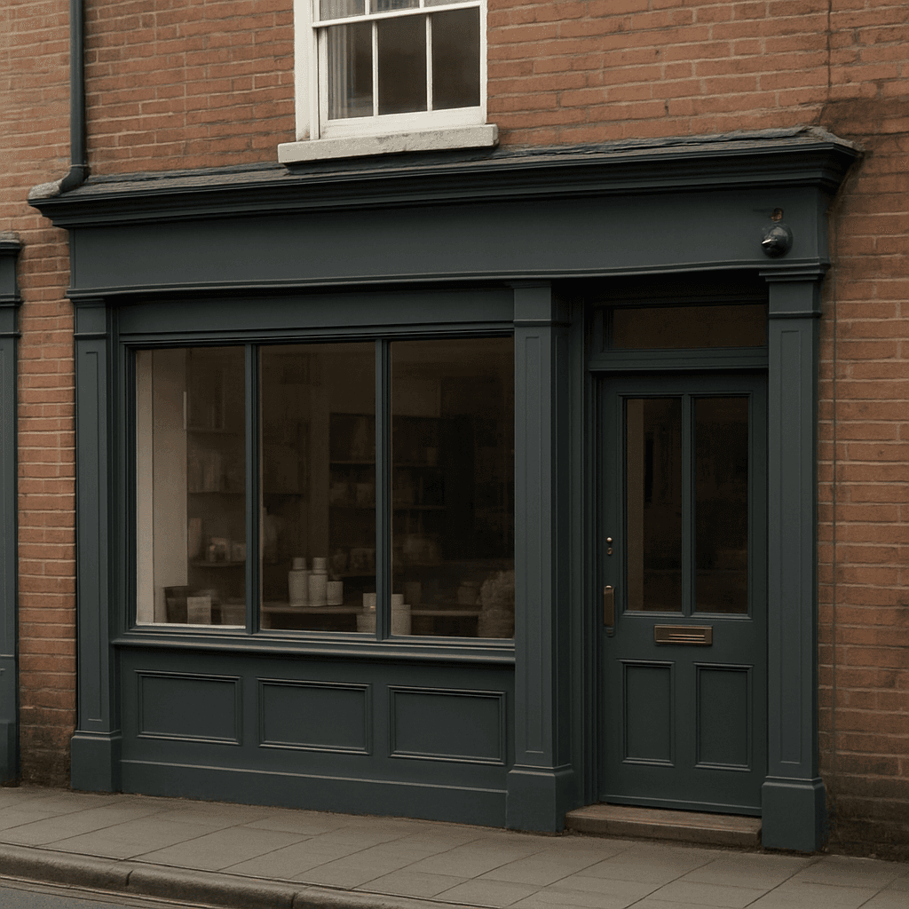 A local high-street shop with a discreet CCTV camera above the entrance