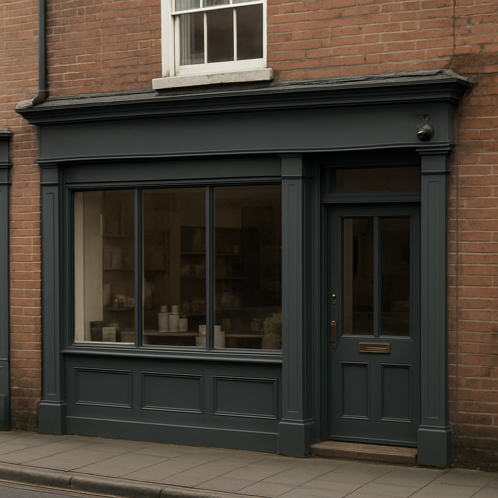 A local high-street shop with a discreet CCTV camera above the entrance